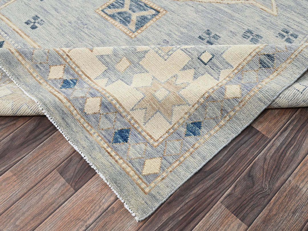11'8" x 14'11" New Hand Knotted Grey Wool Rectangle Oriental Rug - MOA1022562