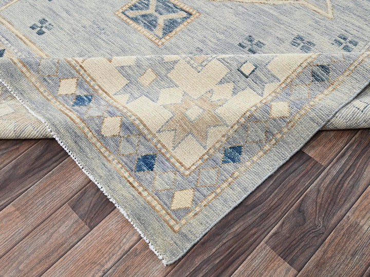 11'8" x 14'11" New Hand Knotted Grey Wool Rectangle Oriental Rug - MOA1022562