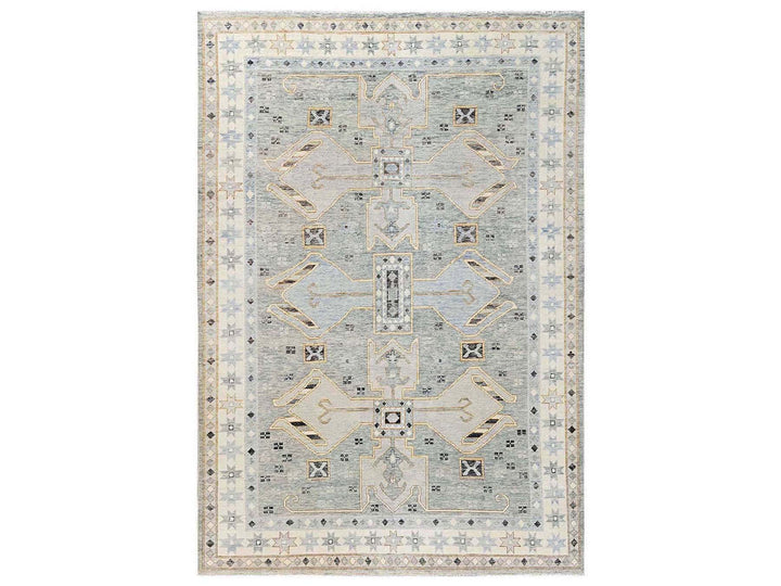 9'9" x 13'10" New Hand Knotted Grey Wool Rectangle Oriental Rug - MOA1022563