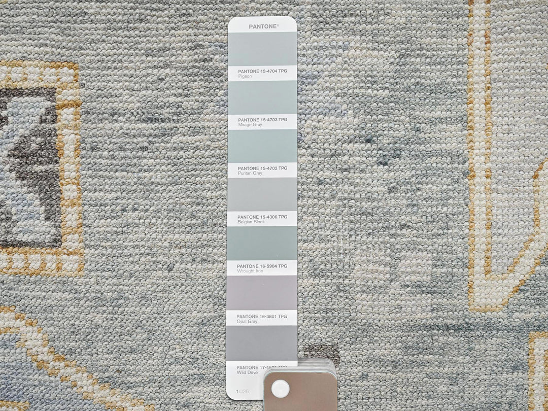 9'9" x 13'10" New Hand Knotted Grey Wool Rectangle Oriental Rug - MOA1022563