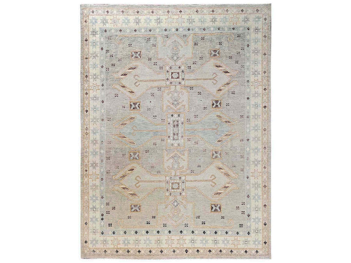 11'6" x 14'10" New Hand Knotted Grey Wool Rectangle Oriental Rug - MOA1022565
