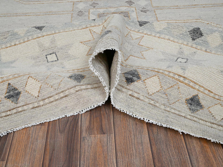 11'6" x 14'10" New Hand Knotted Grey Wool Rectangle Oriental Rug - MOA1022565