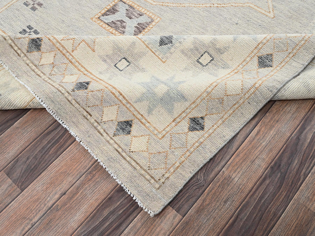 11'6" x 14'10" New Hand Knotted Grey Wool Rectangle Oriental Rug - MOA1022565