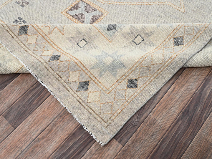 11'6" x 14'10" New Hand Knotted Grey Wool Rectangle Oriental Rug - MOA1022565