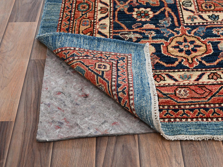 12'1" x 14'9" New Hand Knotted Blue Wool Rectangle Oriental Rug - MOA1022566