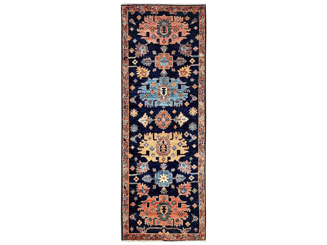 2'2" x 6'1" New Hand Knotted Blue Wool Runner Oriental Rug - MOA1022569