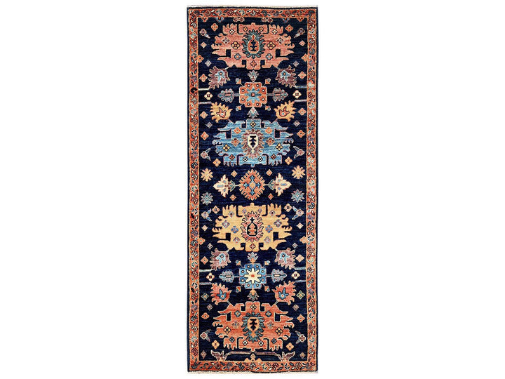 2'2" x 6'1" New Hand Knotted Blue Wool Runner Oriental Rug - MOA1022569