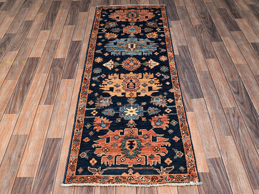2'2" x 6'1" New Hand Knotted Blue Wool Runner Oriental Rug - MOA1022569