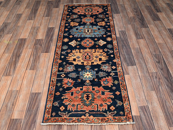 2'2" x 6'1" New Hand Knotted Blue Wool Runner Oriental Rug - MOA1022569