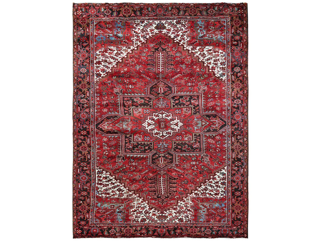 9'7" x 12'2" Vintage Hand Knotted Red Wool Rectangle Oriental Rug - MOA102256