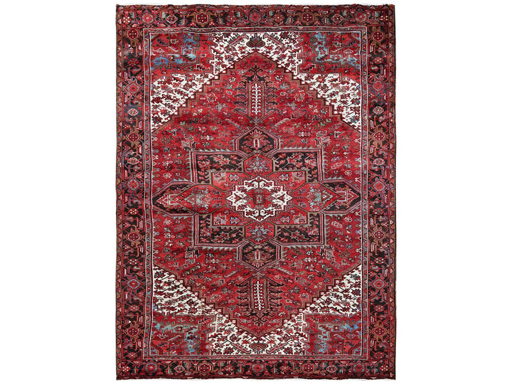 9'7" x 12'2" Vintage Hand Knotted Red Wool Rectangle Oriental Rug - MOA102256