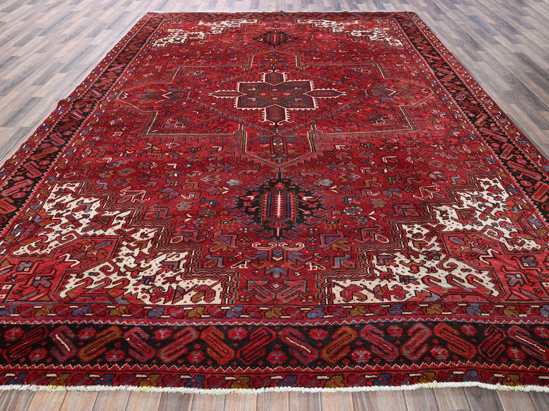 9'7" x 12'2" Vintage Hand Knotted Red Wool Rectangle Oriental Rug - MOA102256
