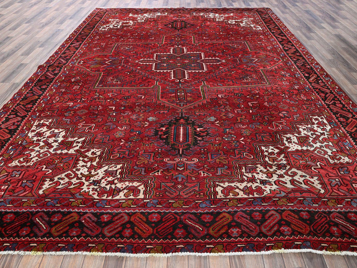 9'7" x 12'2" Vintage Hand Knotted Red Wool Rectangle Oriental Rug - MOA102256