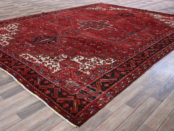 9'7" x 12'2" Vintage Hand Knotted Red Wool Rectangle Oriental Rug - MOA102256