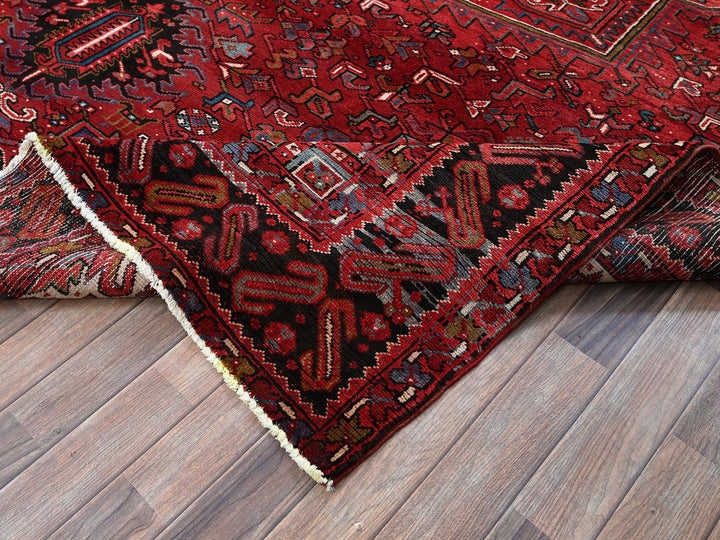 9'7" x 12'2" Vintage Hand Knotted Red Wool Rectangle Oriental Rug - MOA102256