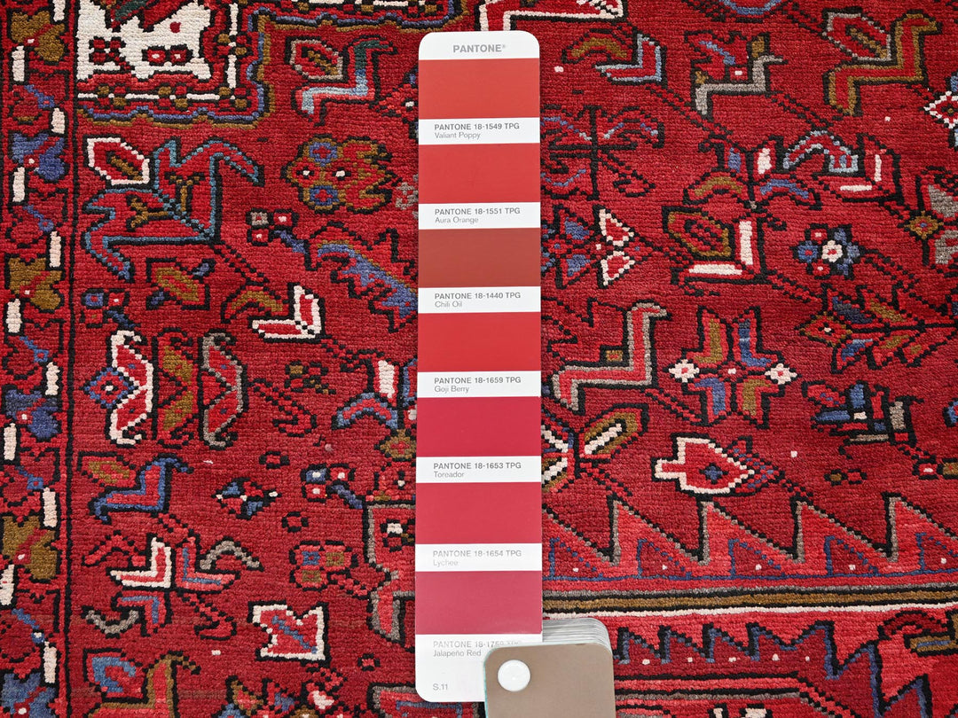 9'7" x 12'2" Vintage Hand Knotted Red Wool Rectangle Oriental Rug - MOA102256