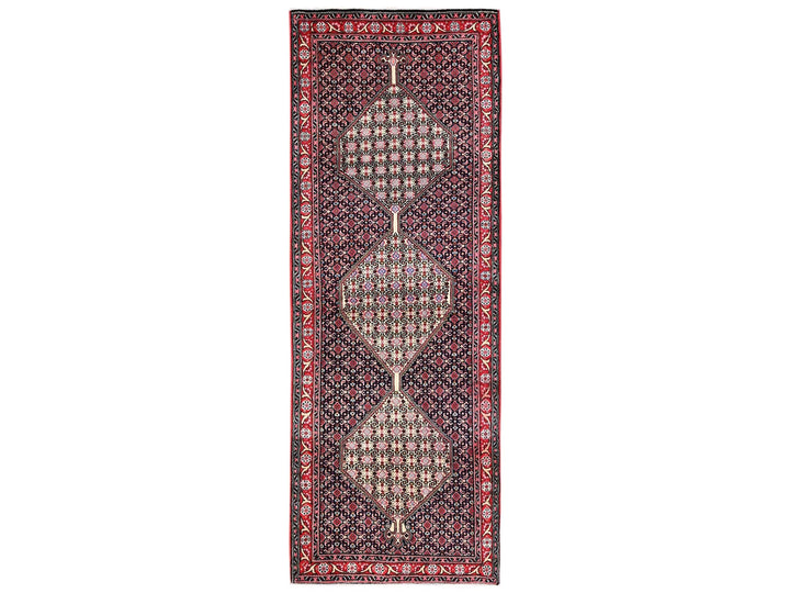 3'1" x 8'5" New Hand Knotted Blue Wool Runner Oriental Rug - MOA1022583