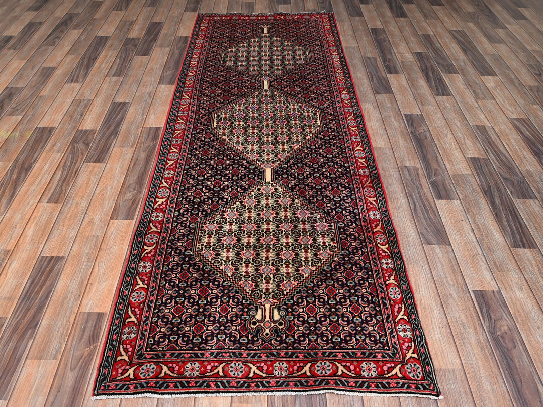 3'1" x 8'5" New Hand Knotted Blue Wool Runner Oriental Rug - MOA1022583
