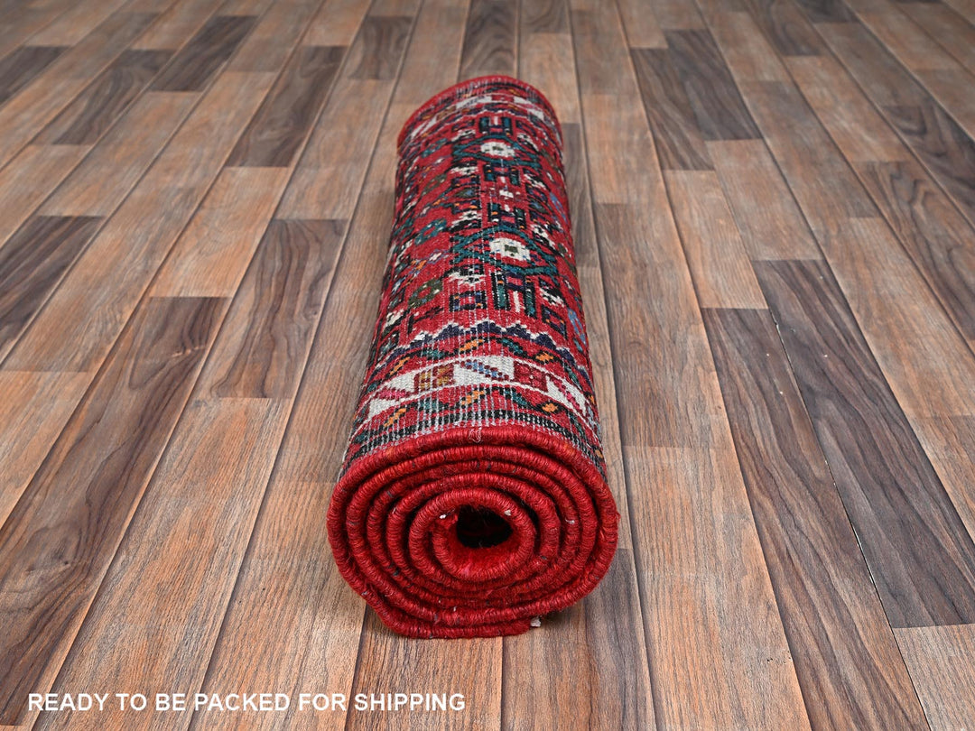 2'5" x 6'5" New Hand Knotted Red Wool Runner Oriental Rug - MOA1022586