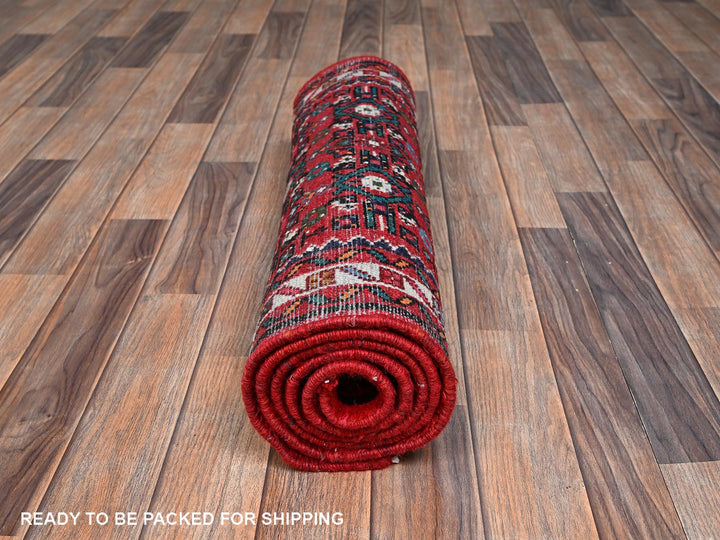 2'5" x 6'5" New Hand Knotted Red Wool Runner Oriental Rug - MOA1022586