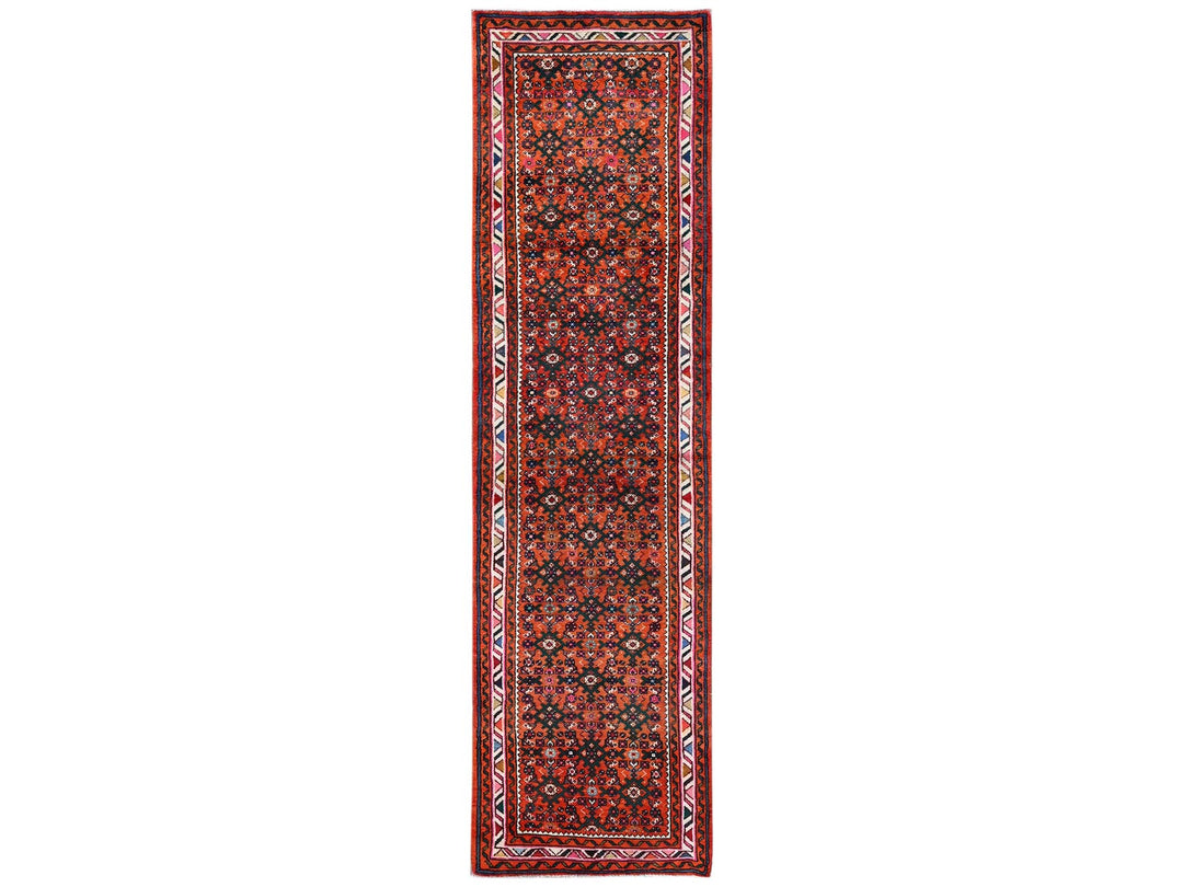 2'6" x 9'4" New Hand Knotted Orange Wool Runner Oriental Rug - MOA1022594