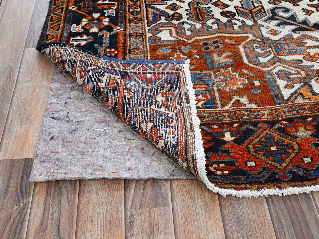 7'7" x 10'2" Vintage Hand Knotted Orange Wool Rectangle Oriental Rug - MOA102259