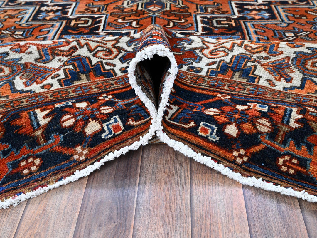 7'7" x 10'2" Vintage Hand Knotted Orange Wool Rectangle Oriental Rug - MOA102259