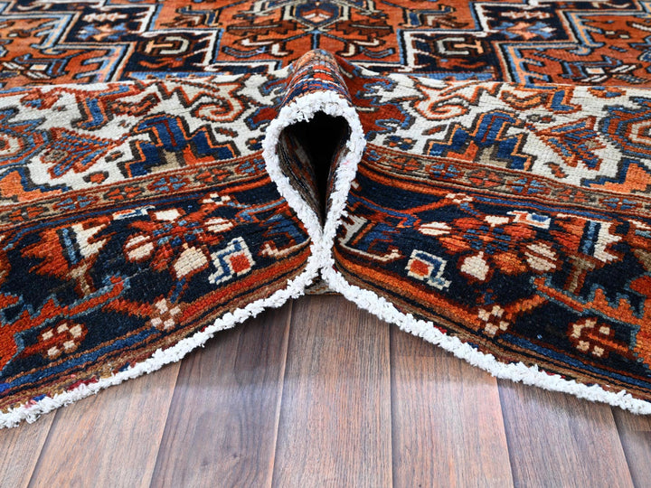 7'7" x 10'2" Vintage Hand Knotted Orange Wool Rectangle Oriental Rug - MOA102259