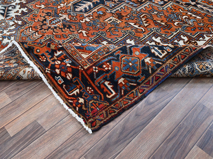 7'7" x 10'2" Vintage Hand Knotted Orange Wool Rectangle Oriental Rug - MOA102259