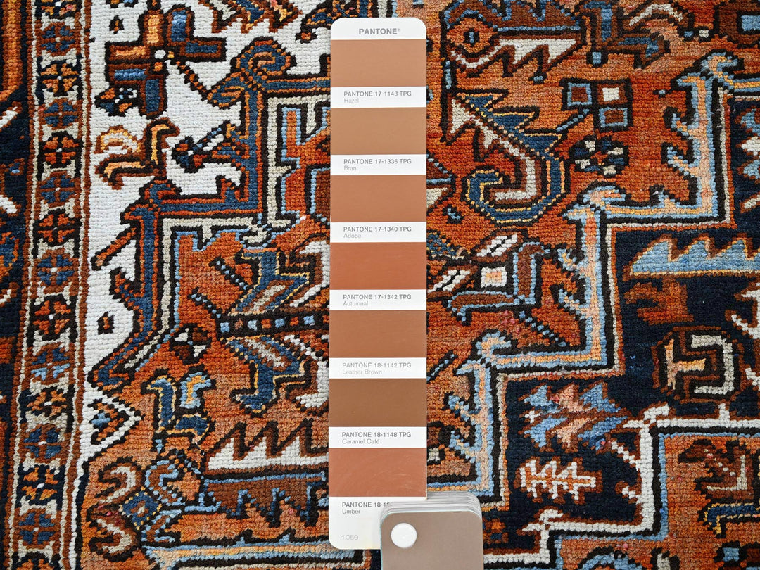 7'7" x 10'2" Vintage Hand Knotted Orange Wool Rectangle Oriental Rug - MOA102259