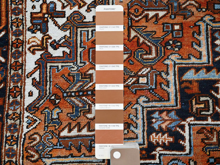 7'7" x 10'2" Vintage Hand Knotted Orange Wool Rectangle Oriental Rug - MOA102259