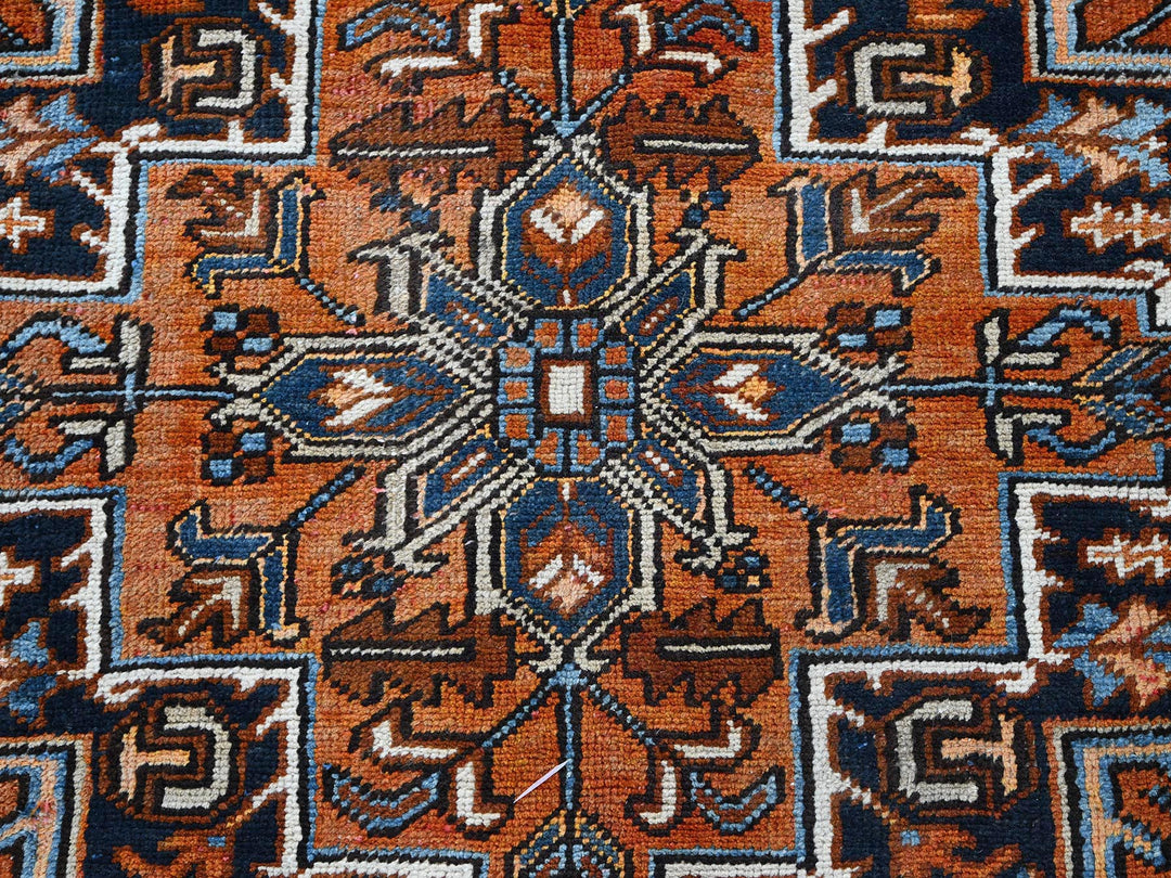7'7" x 10'2" Vintage Hand Knotted Orange Wool Rectangle Oriental Rug - MOA102259