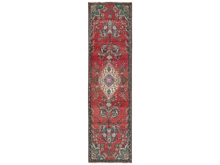 2'6" x 9'6" Vintage Hand Knotted Red Wool Runner Oriental Rug - MOA1022602