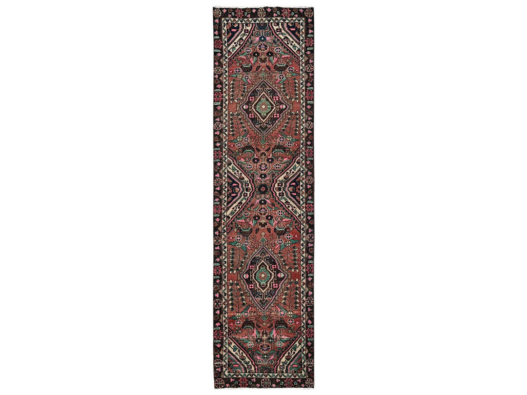 2'6" x 9'11" Vintage Hand Knotted Brown Wool Runner Oriental Rug - MOA1022606