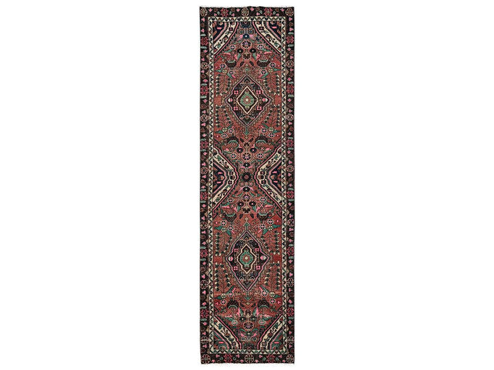 2'6" x 9'11" Vintage Hand Knotted Brown Wool Runner Oriental Rug - MOA1022606
