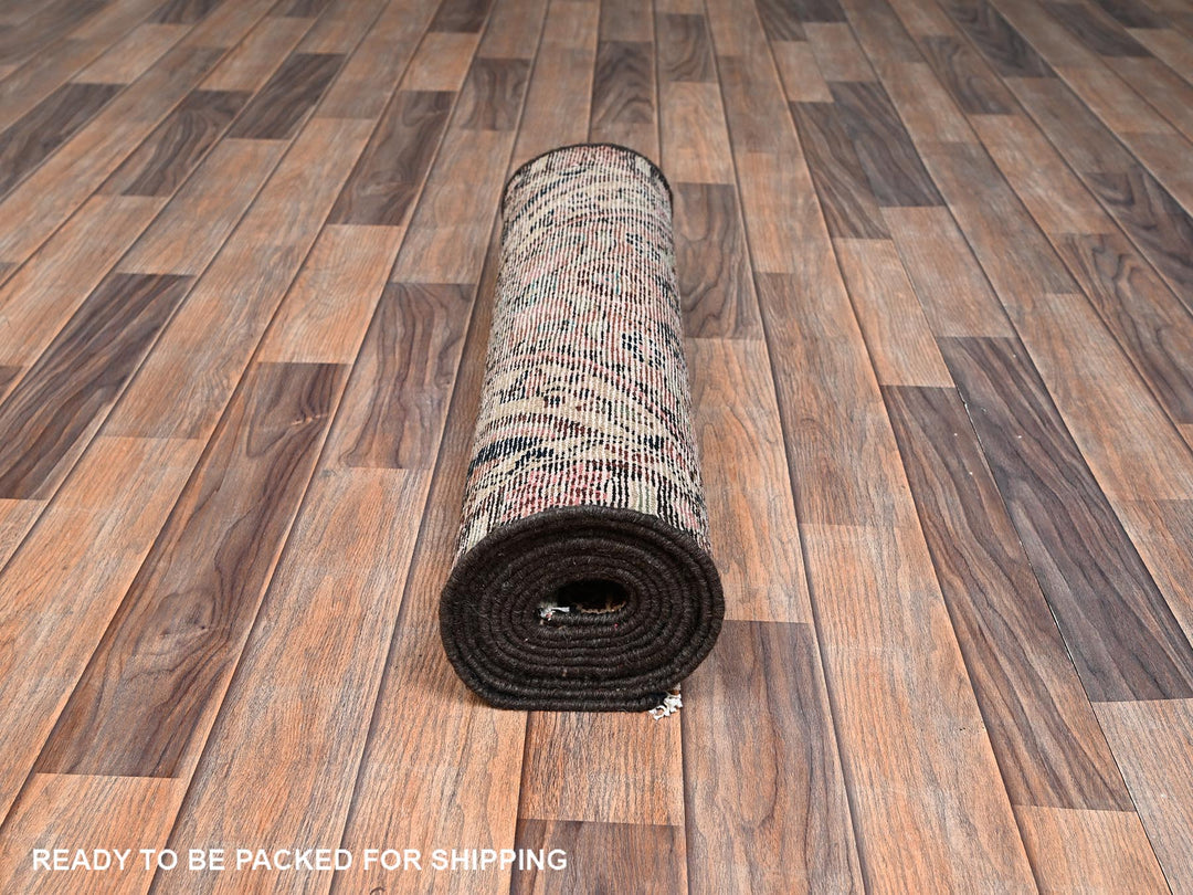 2'6" x 9'11" Vintage Hand Knotted Brown Wool Runner Oriental Rug - MOA1022606