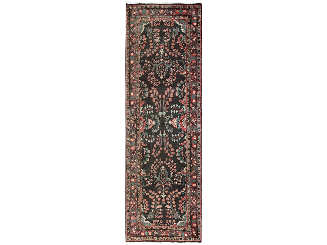 2'10" x 9'9" Vintage Hand Knotted Brown Wool Runner Oriental Rug - MOA1022612