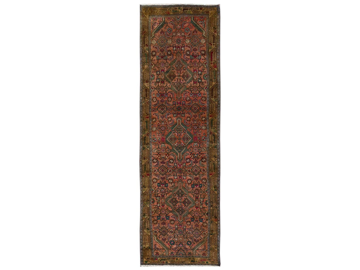 2'9" x 9'4" Vintage Hand Knotted Brown Wool Runner Oriental Rug - MOA1022613