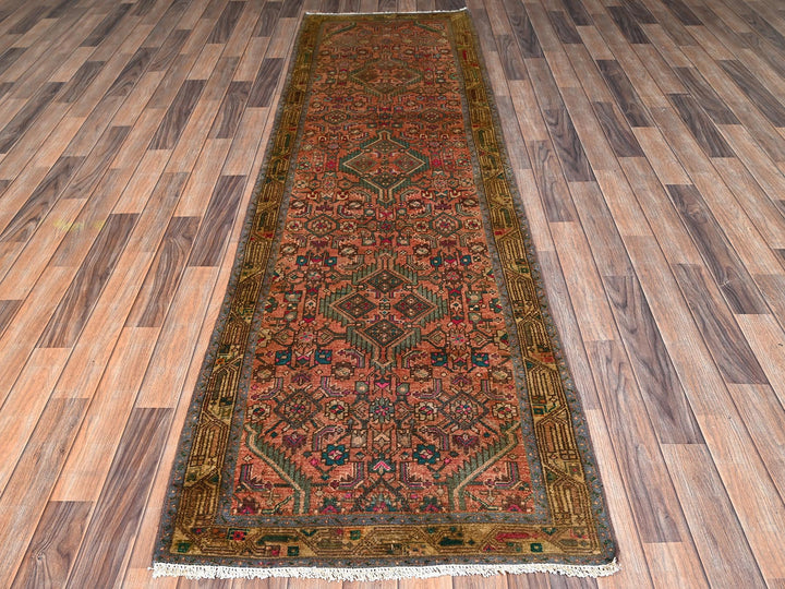 2'9" x 9'4" Vintage Hand Knotted Brown Wool Runner Oriental Rug - MOA1022613
