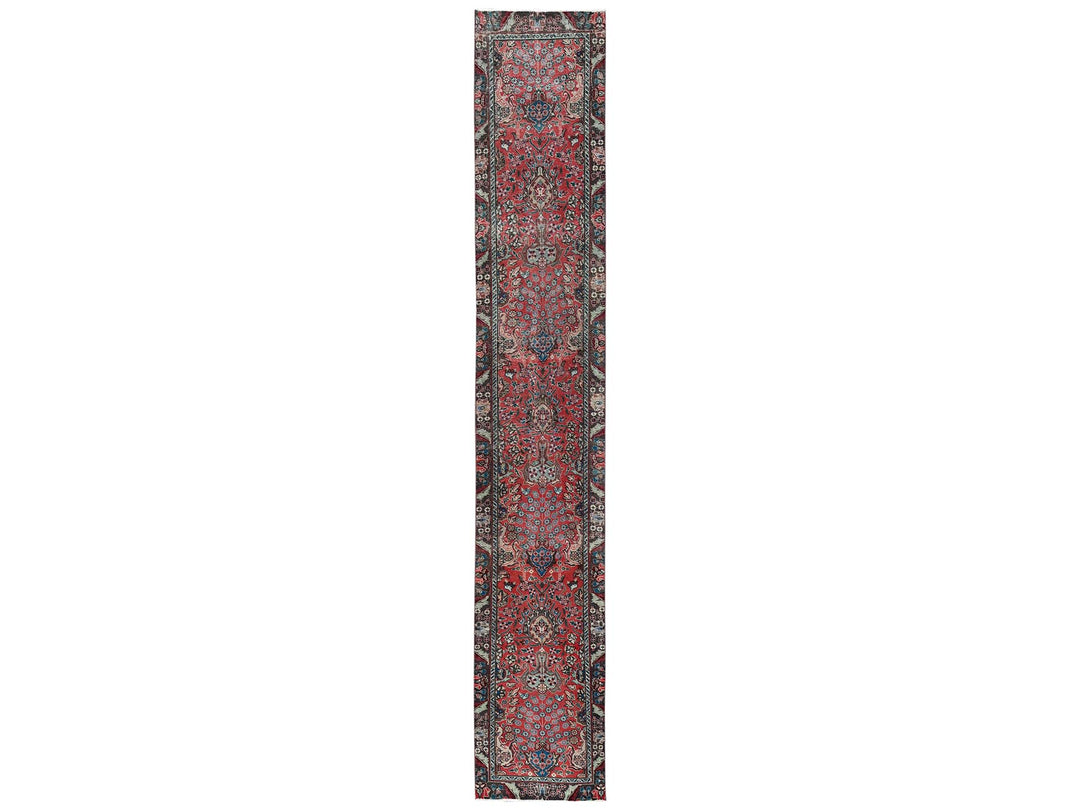 2'3" x 15'0" Vintage Hand Knotted Red Wool Runner Oriental Rug - MOA1022615