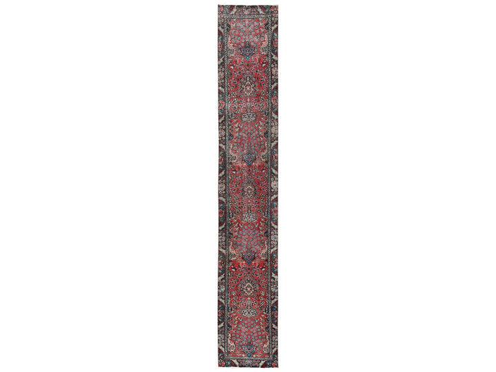 2'3" x 15'0" Vintage Hand Knotted Red Wool Runner Oriental Rug - MOA1022615