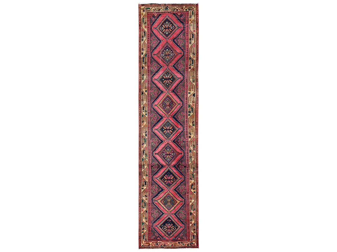 2'8" x 10'4" Vintage Hand Knotted Pink Wool Runner Oriental Rug - MOA1022616