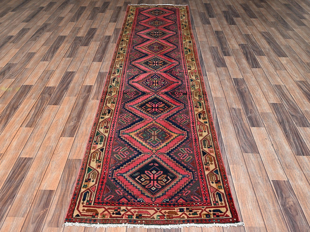2'8" x 10'4" Vintage Hand Knotted Pink Wool Runner Oriental Rug - MOA1022616