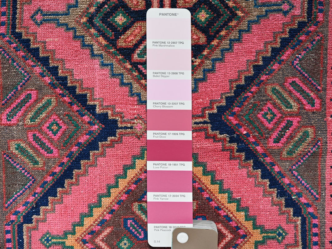 2'8" x 10'4" Vintage Hand Knotted Pink Wool Runner Oriental Rug - MOA1022616