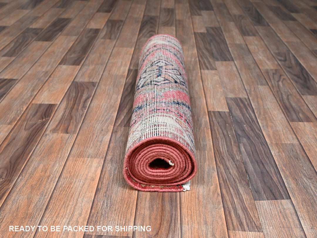2'8" x 10'4" Vintage Hand Knotted Pink Wool Runner Oriental Rug - MOA1022616