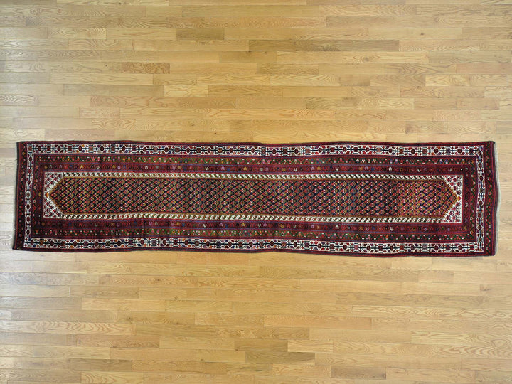 3'2" x 13'10" Vintage Hand Knotted Blue Wool Runner Oriental Rug - MOA10226171