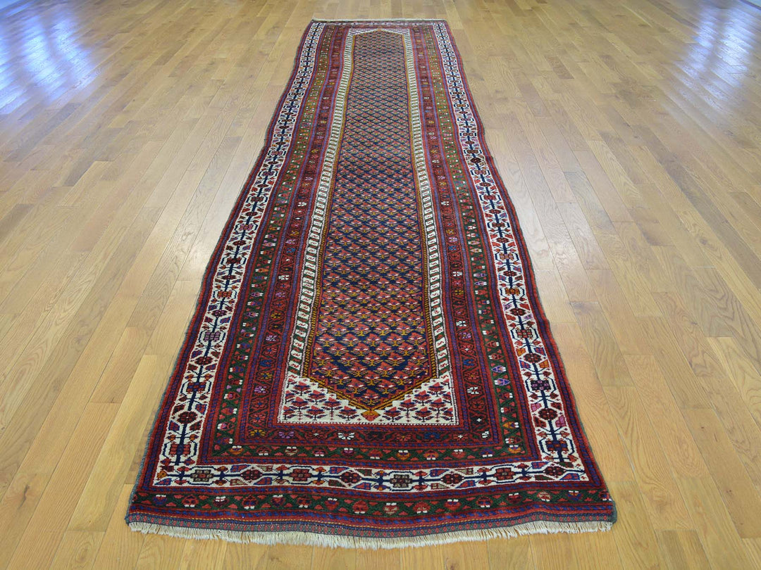 3'2" x 13'10" Vintage Hand Knotted Blue Wool Runner Oriental Rug - MOA10226171