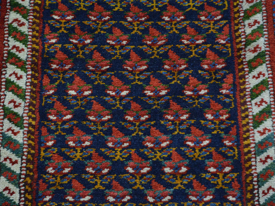 3'2" x 13'10" Vintage Hand Knotted Blue Wool Runner Oriental Rug - MOA10226171