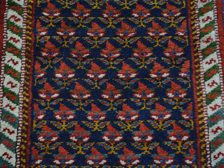 3'2" x 13'10" Vintage Hand Knotted Blue Wool Runner Oriental Rug - MOA10226171