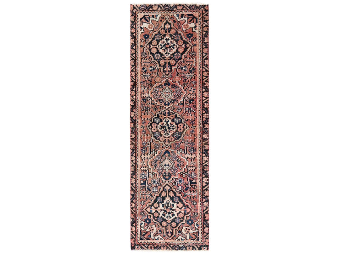 2'2" x 6'11" Vintage Hand Knotted Pink Wool Runner Oriental Rug - MOA1022619